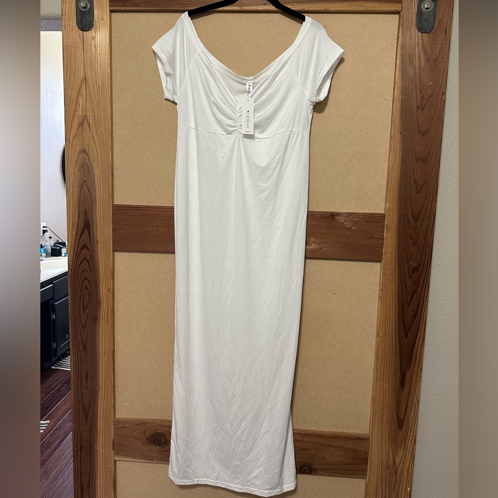 Long Length White Maternity Dress